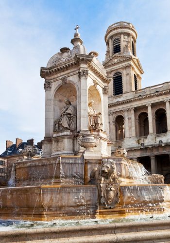 The Church of Saint-Sulpice in Paris with fountain