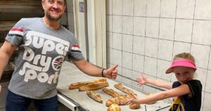 Students in the baking class after making French bread