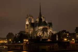 Notre Dame at night during Paris Ghost Tour