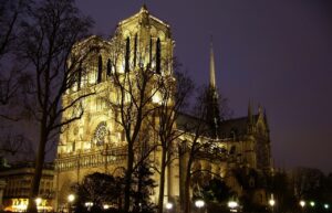 Notre Dame during the ghost tour in Paris, France