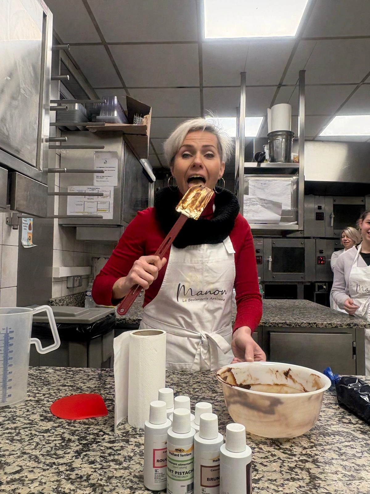 Guest licking the spatula