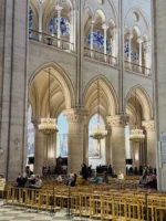 View of seats inside Notre-Dame in Paris