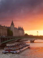 Seine River cruise during sunset in Paris