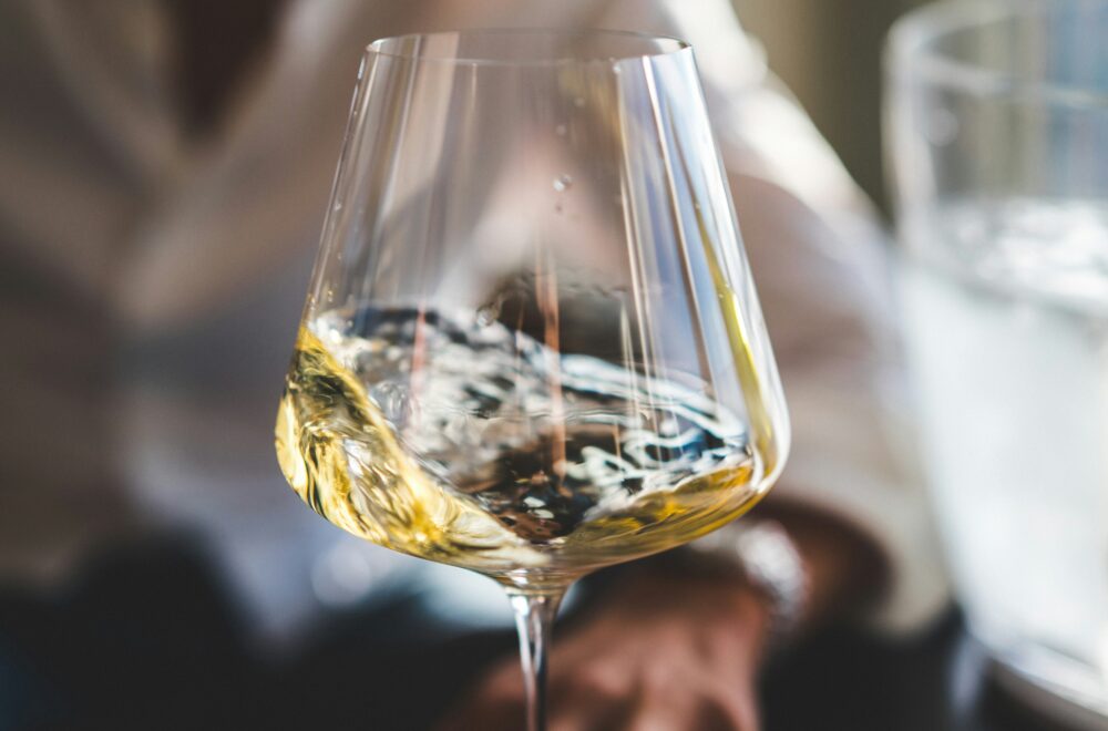 White wine in glass