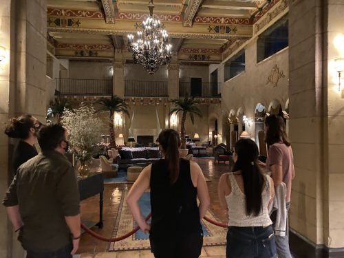 Tour group on an LA walking tour