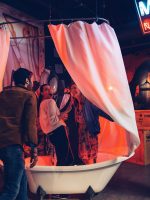 Guests in the Alfred Hitchcock Psycho area of Madame Tussauds