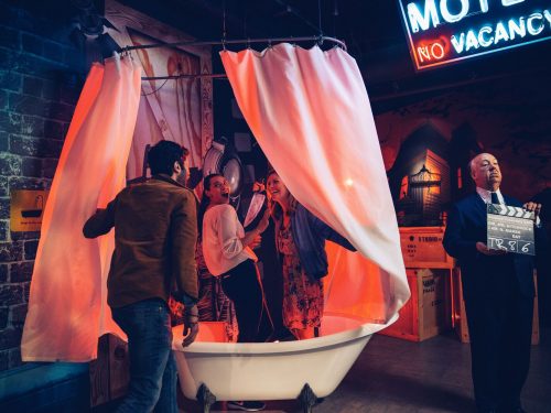 Guests in the Alfred Hitchcock Psycho area of Madame Tussauds