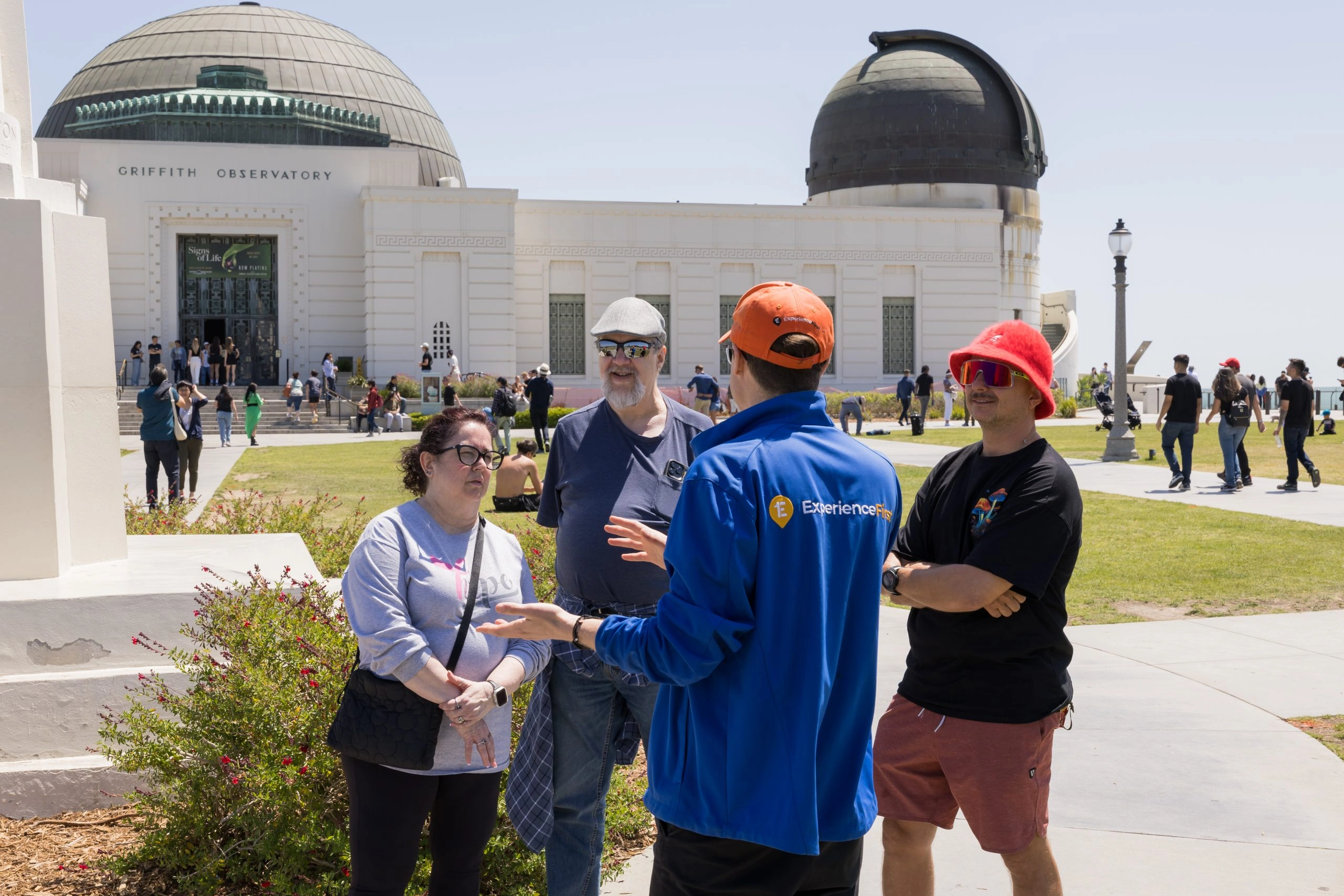 Tour guide and guests during Griffith Observatory Insider Tour