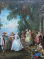 Dance before a Fountain npainting by Nicolas Lancret in the Getty Center in LA