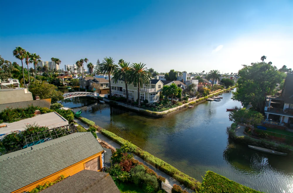 Canals in the residential area of Venice Beach, Los Angeles