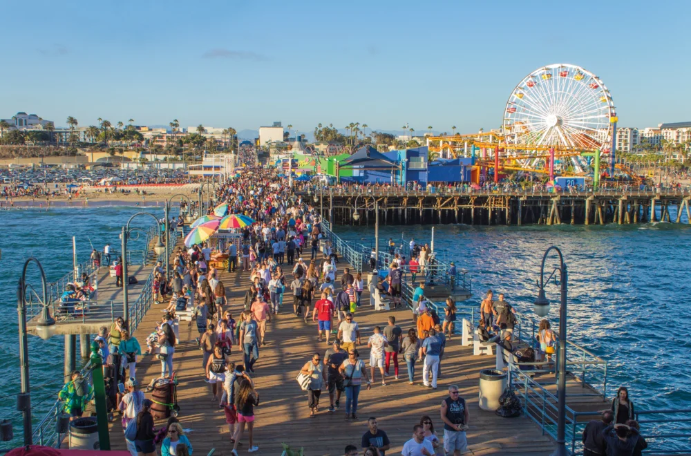 Crowd at Santa Monica Pier