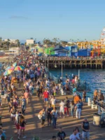 Crowd at Santa Monica Pier
