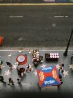 People walking on Hollywood's walk of fame