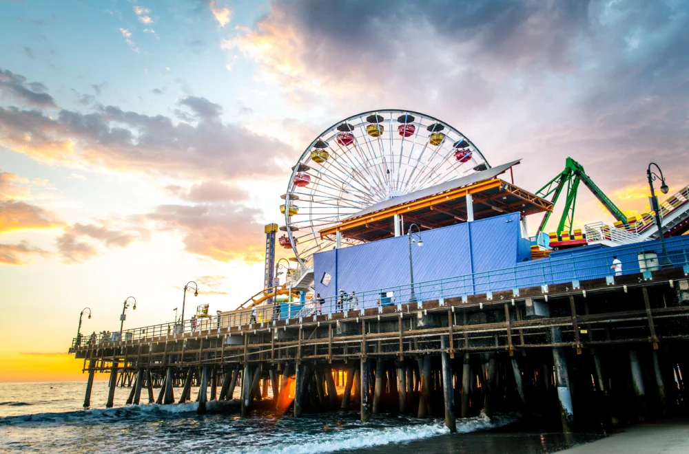 Santa Monica pier at sunset