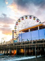 Santa Monica pier at sunset
