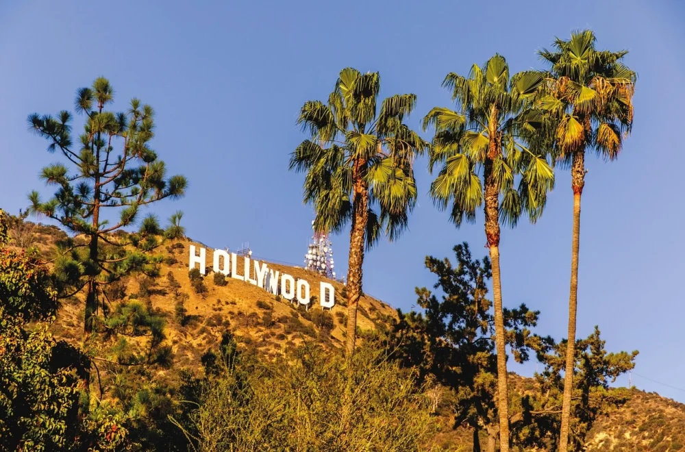 View of Hollywood sign and hills at golden hour during private Los Angeles guided tour