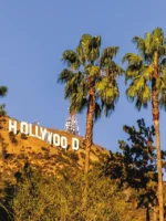 View of Hollywood sign and hills at golden hour during private Los Angeles guided tour