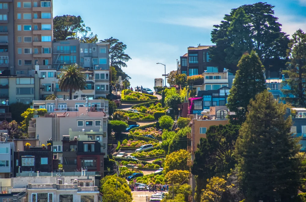 Famous Lombard Street in San Francisco during North Beach Walking Tour
