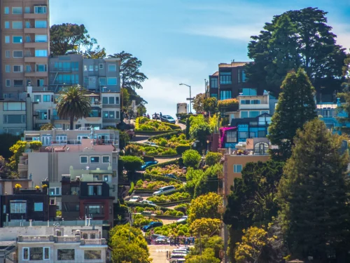 Famous Lombard Street in San Francisco during North Beach Walking Tour