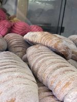 Concha pastries in Mexican bakery on SF food tour