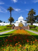The Conservatory of Flowers in bloom on Golden Gate Park walking tour