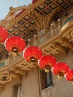Building with red lanterns in Chinatown in San Francisco