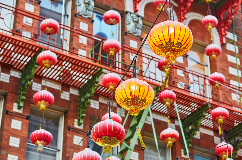 Red Chinese lanterns in Chinatown of San Francisco