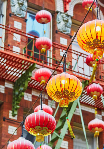 Red Chinese lanterns in Chinatown of San Francisco