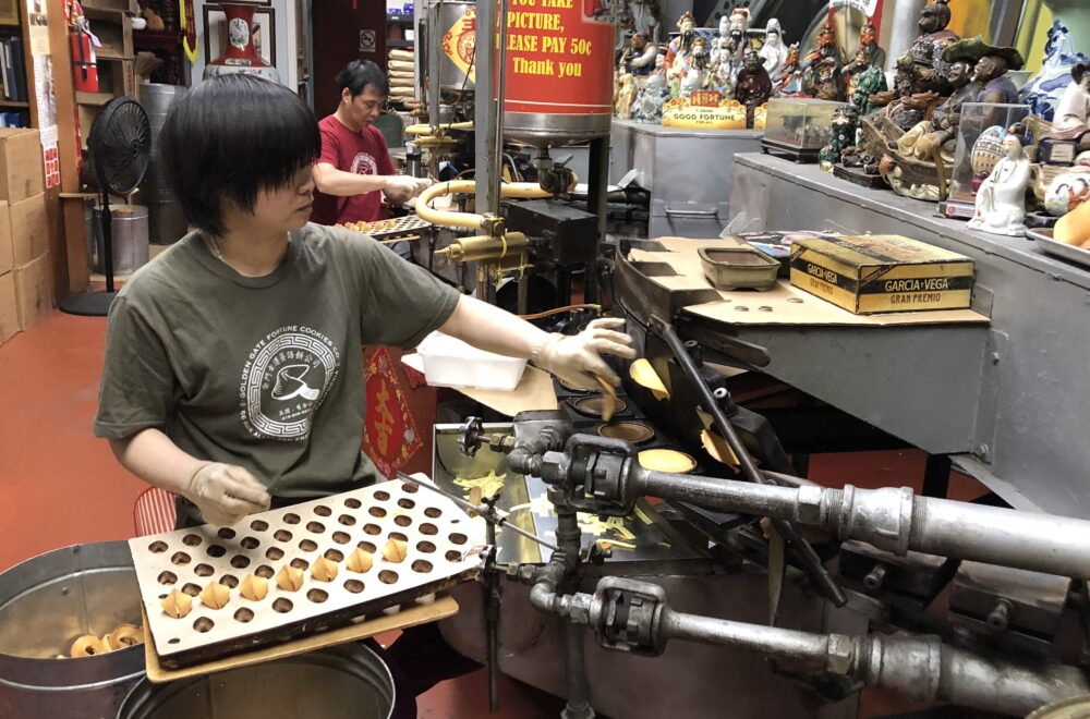 Fortune Cookie making kitchen in San Francisco Chinatown