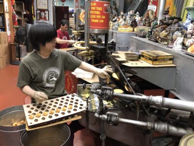 Fortune Cookie making kitchen in San Francisco Chinatown