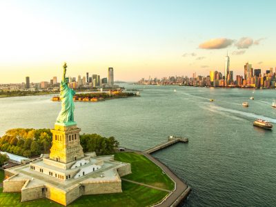 Liberty Island overlooking Manhattan Skyline