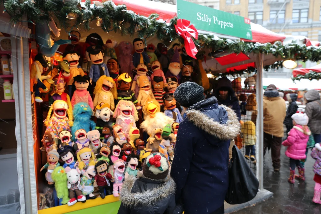 Market stall in Union Square Christmas Market in New York City