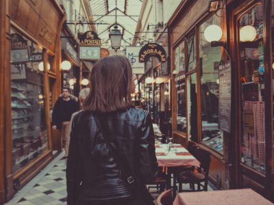 woman shopping in passage des princes in Paris