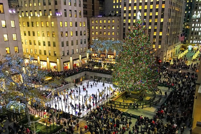 Rockefeller Center Plaza with Christmas Tree