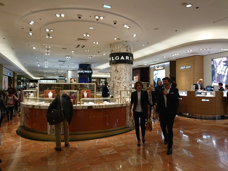 Shopping department inside Galeries Lafayette in Paris