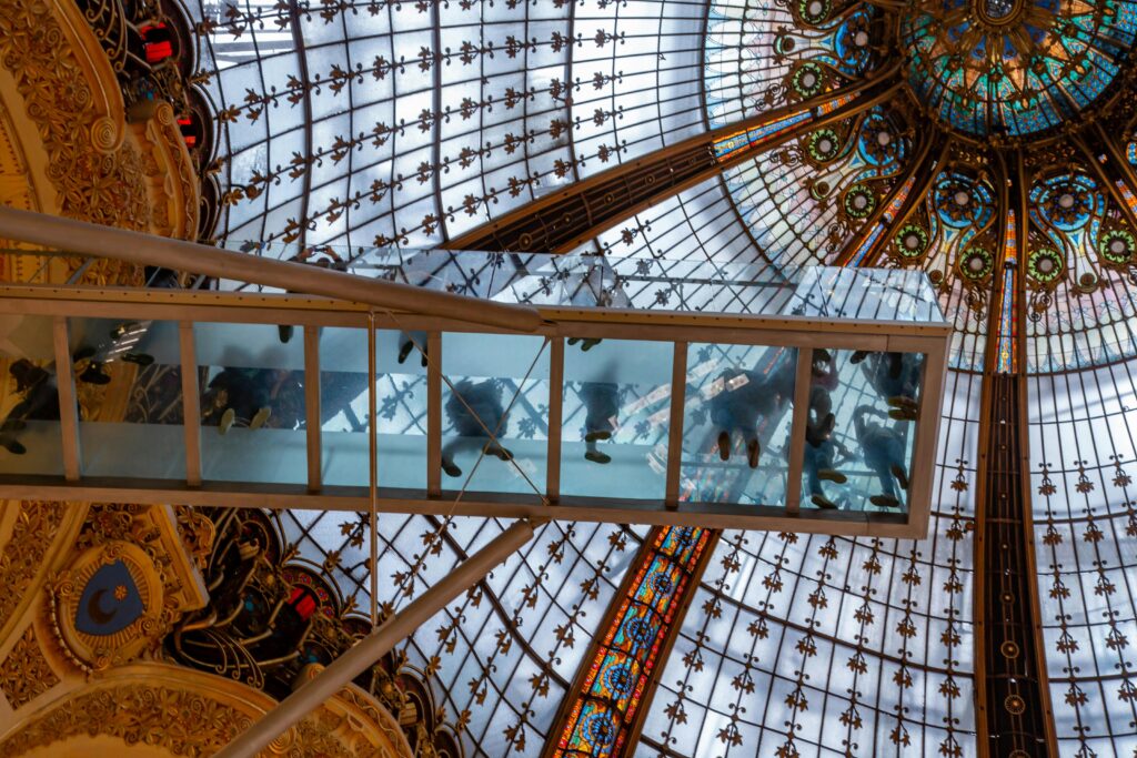 Stained Glass Dome with Walking Path at Galeries Lafayette