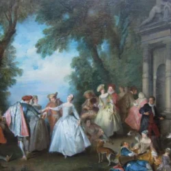 painting by Nicolas Lancret in the Getty museum gallery