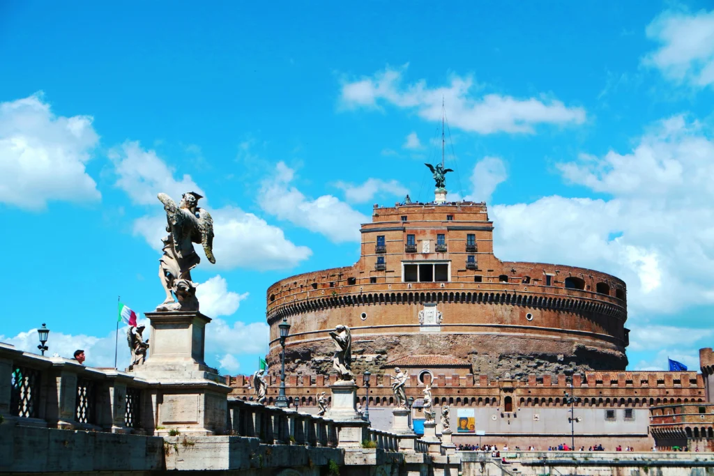 Street level shot of Castel Sant'Angelo in Rome on a sunny day