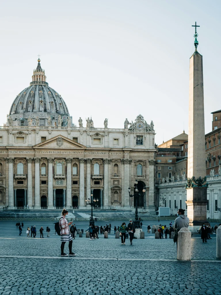Tourists in St Peter's Square in the Vatica