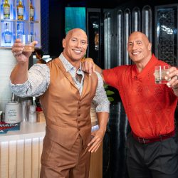 Dwayne The Rock Johnson with his figure at Madame Tussauds in Las Vegas