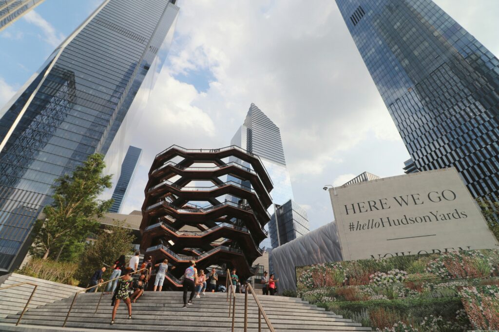 Group of people walking up stairs in Hudson Yards