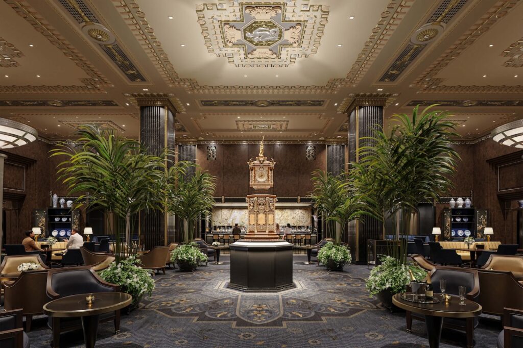 Hotel Lobby of the Waldorf Astoria in NYC