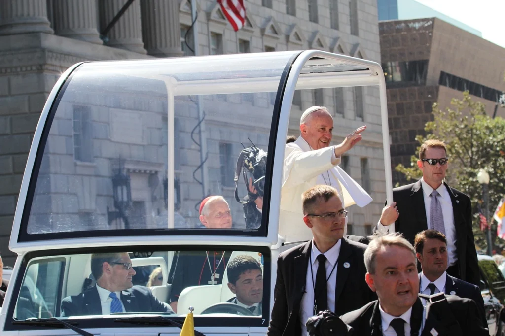 Pope Francis in the Pope mobile
