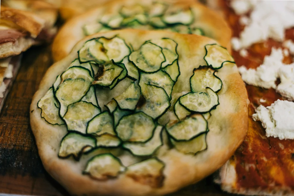 Roman pizzetta topped with zucchini
