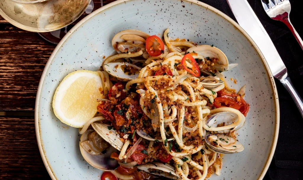 Pasta-on-a-plate-on-the-table