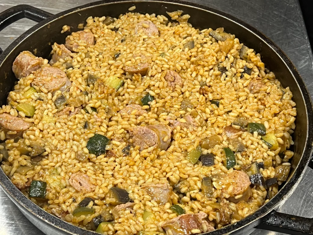 Close up of complete Paella