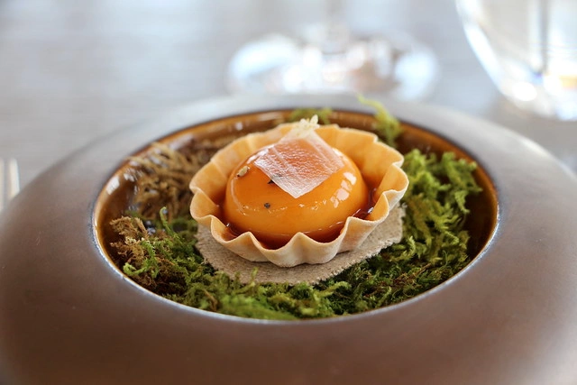 Close up of dish from Le Jules Verne restaurant