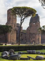 Baths of Caracalla guided tour showing trees, rocks, and ancient baths
