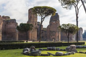 Baths of Caracalla guided tour showing trees, rocks, and ancient baths