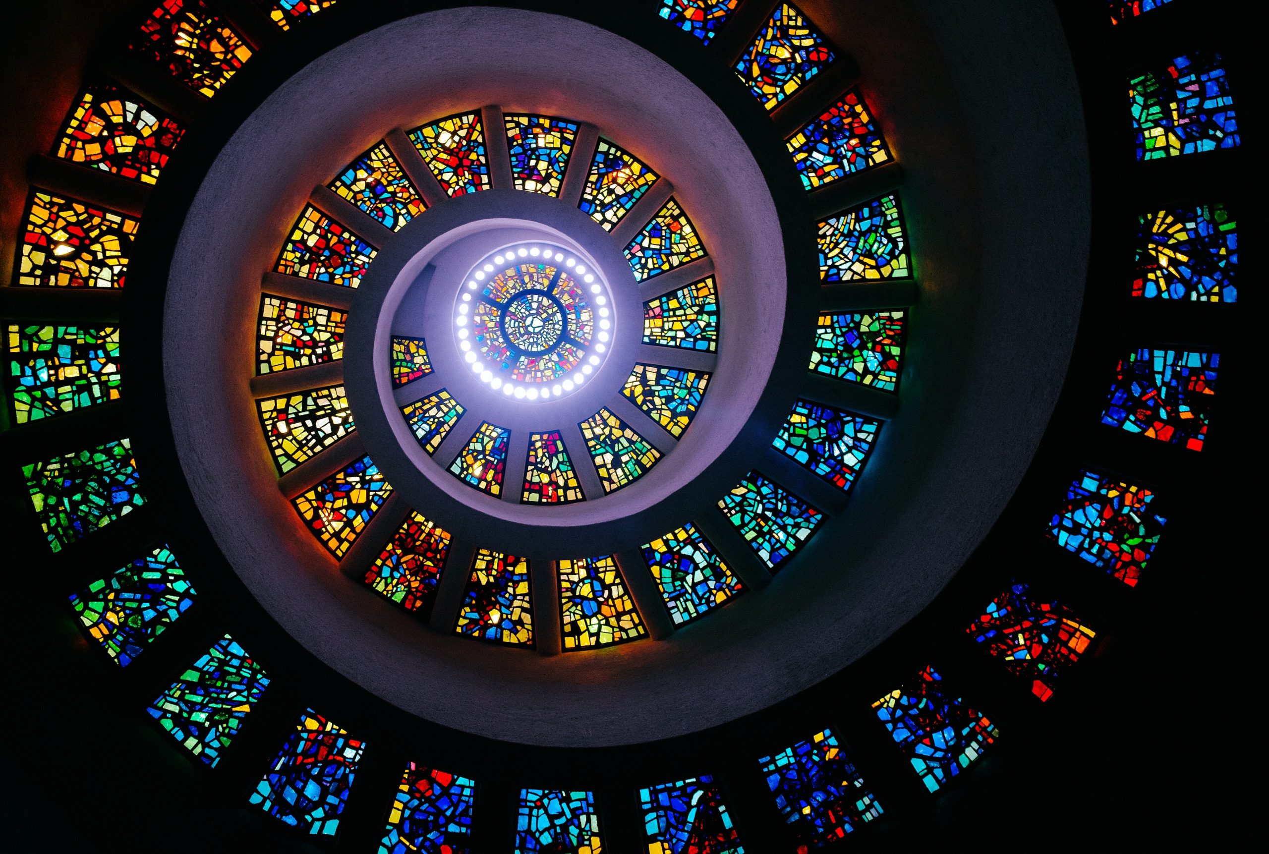 Stained glass in interfaith chapel at Thanks-Giving Square Dallas